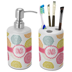 Doily Pattern Ceramic Bathroom Accessories Set (Personalized)