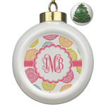 Doily Pattern Ceramic Ball Ornament - Christmas Tree (Personalized)