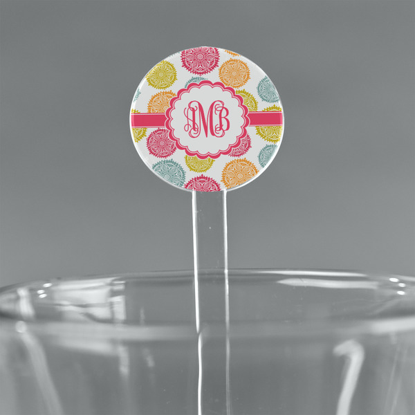 Custom Doily Pattern 7" Round Plastic Stir Sticks - Clear (Personalized)