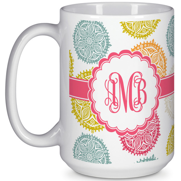 Custom Doily Pattern 15 Oz Coffee Mug - White (Personalized)