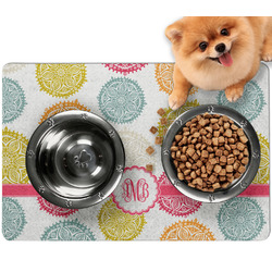 Doily Pattern Dog Food Mat - Small w/ Monogram