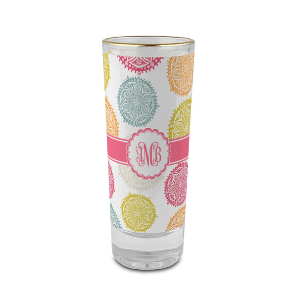 Custom Doily Pattern 2 oz Shot Glass - Glass with Gold Rim (Personalized)