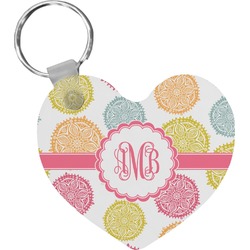 Doily Pattern Heart Plastic Keychain w/ Monogram