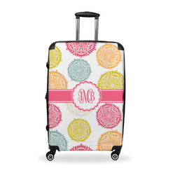 Doily Pattern Suitcase - 28" Large - Checked w/ Monogram