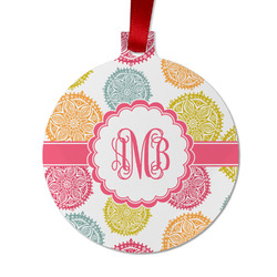 Doily Pattern Metal Ball Ornament - Double Sided w/ Monogram
