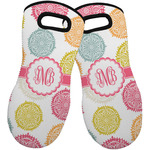 Doily Pattern Neoprene Oven Mitts - Set of 2 w/ Monogram