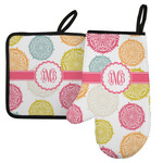 Doily Pattern Left Oven Mitt & Pot Holder Set w/ Monogram