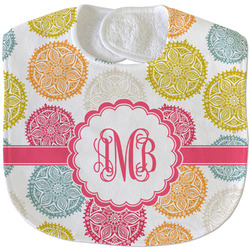 Doily Pattern Velour Baby Bib w/ Monogram