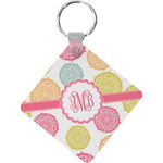 Doily Pattern Diamond Plastic Keychain w/ Monogram