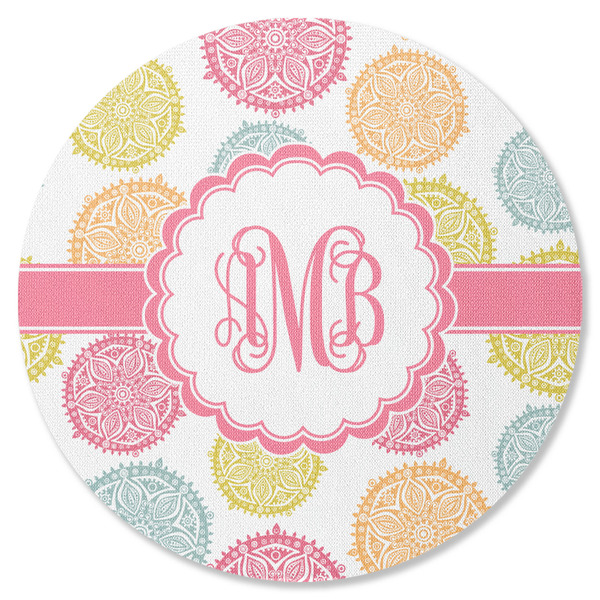 Custom Doily Pattern Round Rubber Backed Coaster (Personalized)