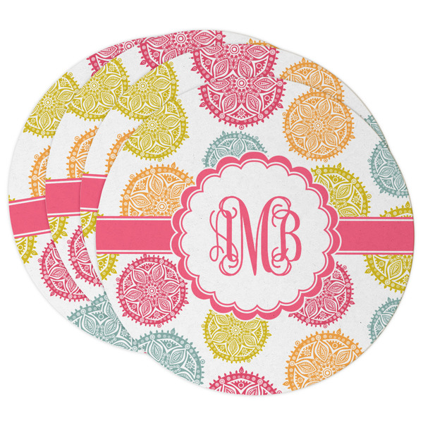 Custom Doily Pattern Round Paper Coasters w/ Monograms