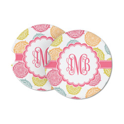 Doily Pattern Sandstone Car Coasters - Set of 2 (Personalized)