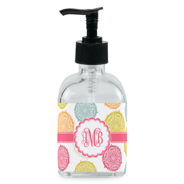 Custom Doily Pattern Glass Soap & Lotion Bottle - Single Bottle (Personalized)