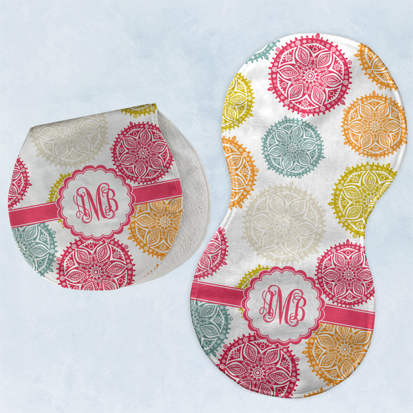 Custom Doily Pattern Burp Pads - Velour - Set of 2 w/ Monogram