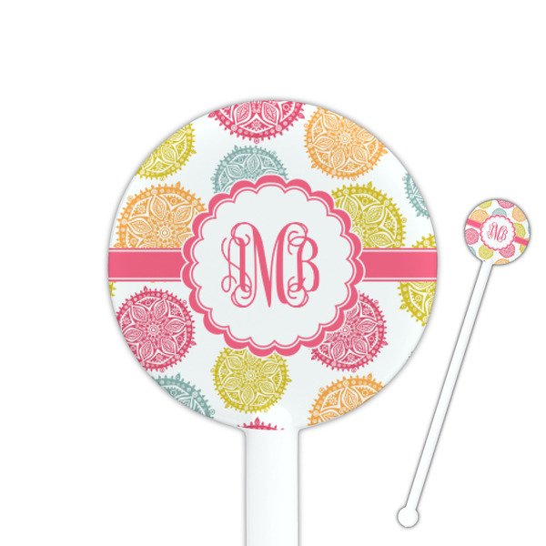 Custom Doily Pattern 5.5" Round Plastic Stir Sticks - White - Single Sided (Personalized)