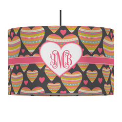 Hearts 12" Drum Pendant Lamp - Fabric (Personalized)