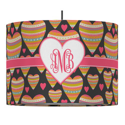 Hearts 16" Drum Pendant Lamp - Fabric (Personalized)