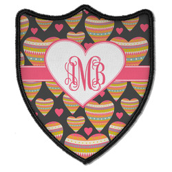 Hearts Iron On Shield Patch B w/ Monogram