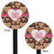 Hearts Black Plastic 5.5" Stir Stick - Double Sided - Round - Front & Back