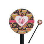 Hearts 5.5" Round Plastic Stir Sticks - Black - Single Sided (Personalized)