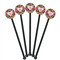 Hearts Black Plastic 5.5" Stir Stick - Round - Fan View