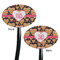 Hearts Black Plastic 7" Stir Stick - Double Sided - Oval - Front & Back