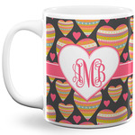 Hearts 11 Oz Coffee Mug - White (Personalized)