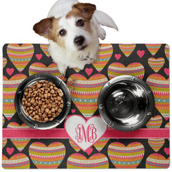Hearts Dog Food Mat - Medium w/ Monogram