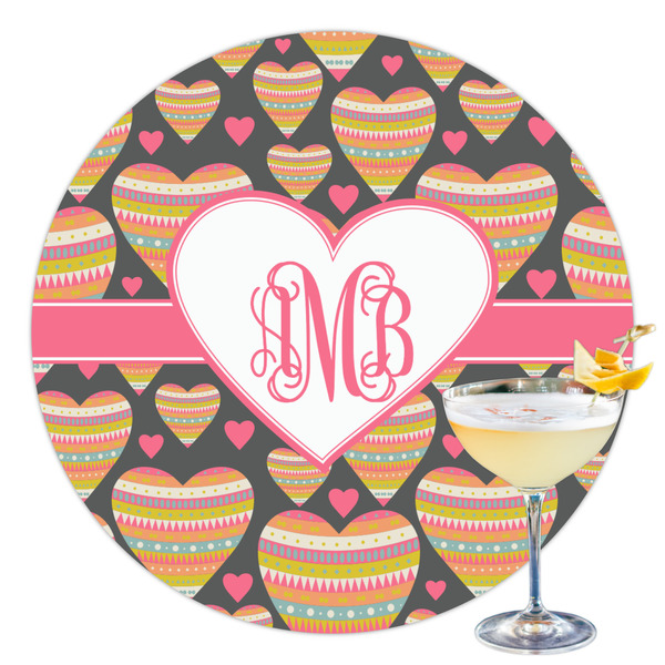 Custom Hearts Printed Drink Topper - 3.5" (Personalized)