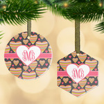 Hearts Flat Glass Ornament w/ Monogram