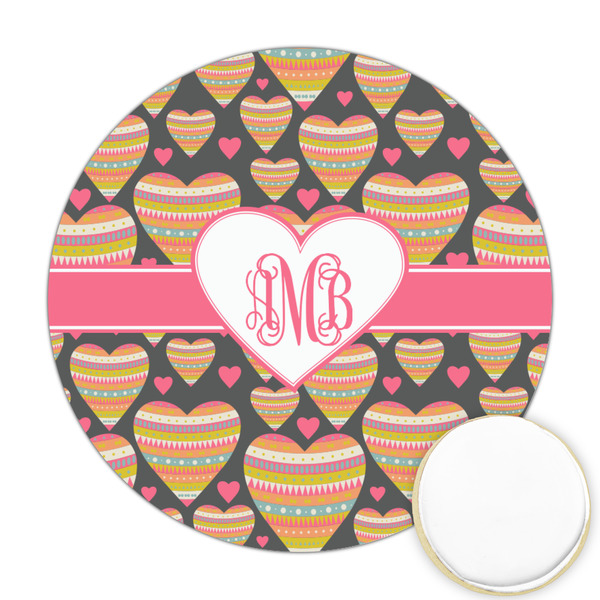 Custom Hearts Printed Cookie Topper - Round (Personalized)