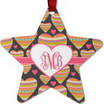 Hearts Metal Star Ornament - Double Sided w/ Monogram