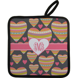 Hearts Pot Holder - Single w/ Monogram