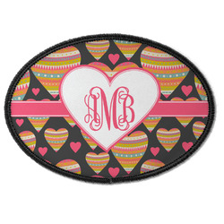 Hearts Iron On Oval Patch w/ Monogram