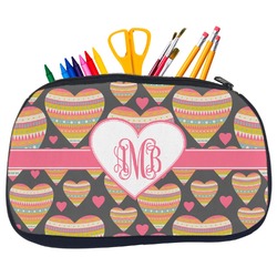 Hearts Neoprene Pencil Case - Medium w/ Monogram