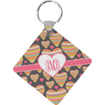 Hearts Diamond Plastic Keychain w/ Monogram