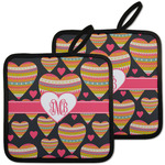 Hearts Pot Holders - Set of 2 w/ Monogram