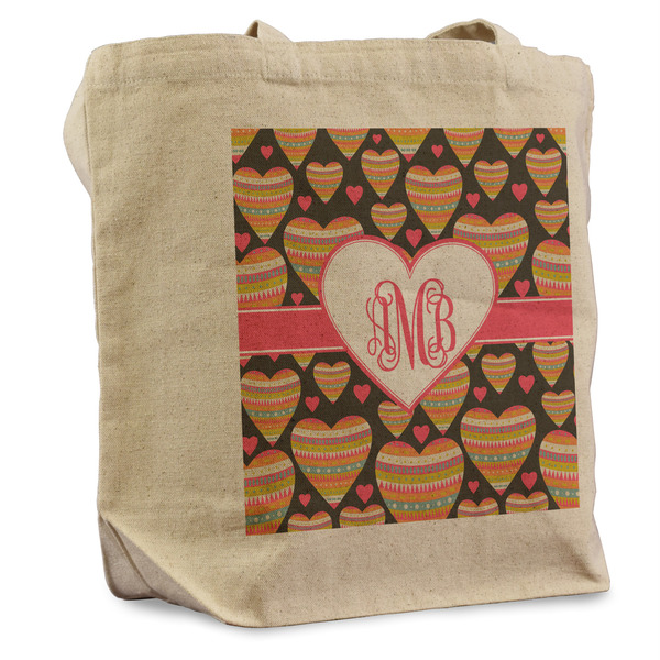 Custom Hearts Reusable Cotton Grocery Bag - Single (Personalized)