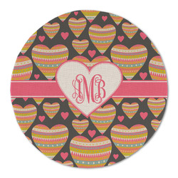 Hearts Round Linen Placemat - Single Sided (Personalized)