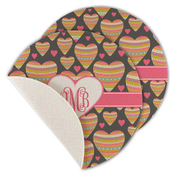 Hearts Round Linen Placemat - Single Sided - Set of 4 (Personalized)