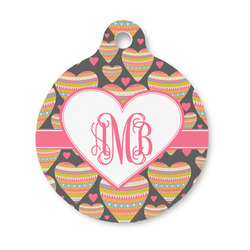 Hearts Round Pet ID Tag - Small (Personalized)