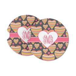 Hearts Sandstone Car Coasters - Set of 2 (Personalized)