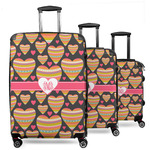 Hearts 3 Piece Luggage Set - 20" Carry On, 24" Medium Checked, 28" Large Checked (Personalized)