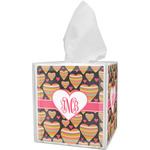 Hearts Tissue Box Cover w/ Monogram