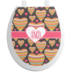 Hearts Toilet Seat Decal - Round (Personalized)