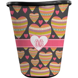 Hearts Waste Basket - Double Sided (Black) (Personalized)