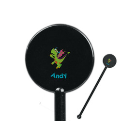 Dragons 5.5" Round Plastic Stir Sticks - Black - Single Sided (Personalized)