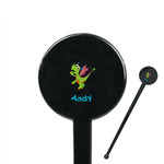 Dragons 7" Round Plastic Stir Sticks - Black - Single Sided (Personalized)