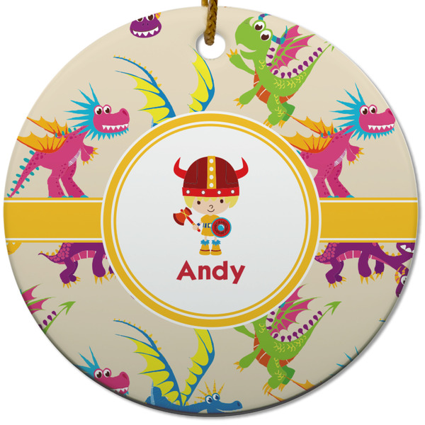 Custom Dragons Round Ceramic Ornament w/ Name or Text