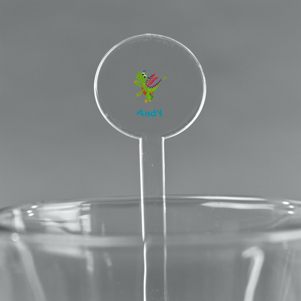 Custom Dragons 7" Round Plastic Stir Sticks - Clear (Personalized)